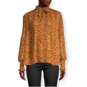 Max Studio Pleated‎ Bishop-Sleeve Blouse